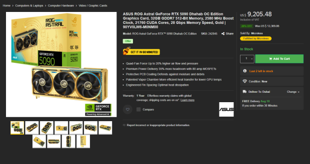You can now buy the ASUS ROG Astral GeForce RTX 5090 Dhahab Edition, but it'll cost you $9200+ 201