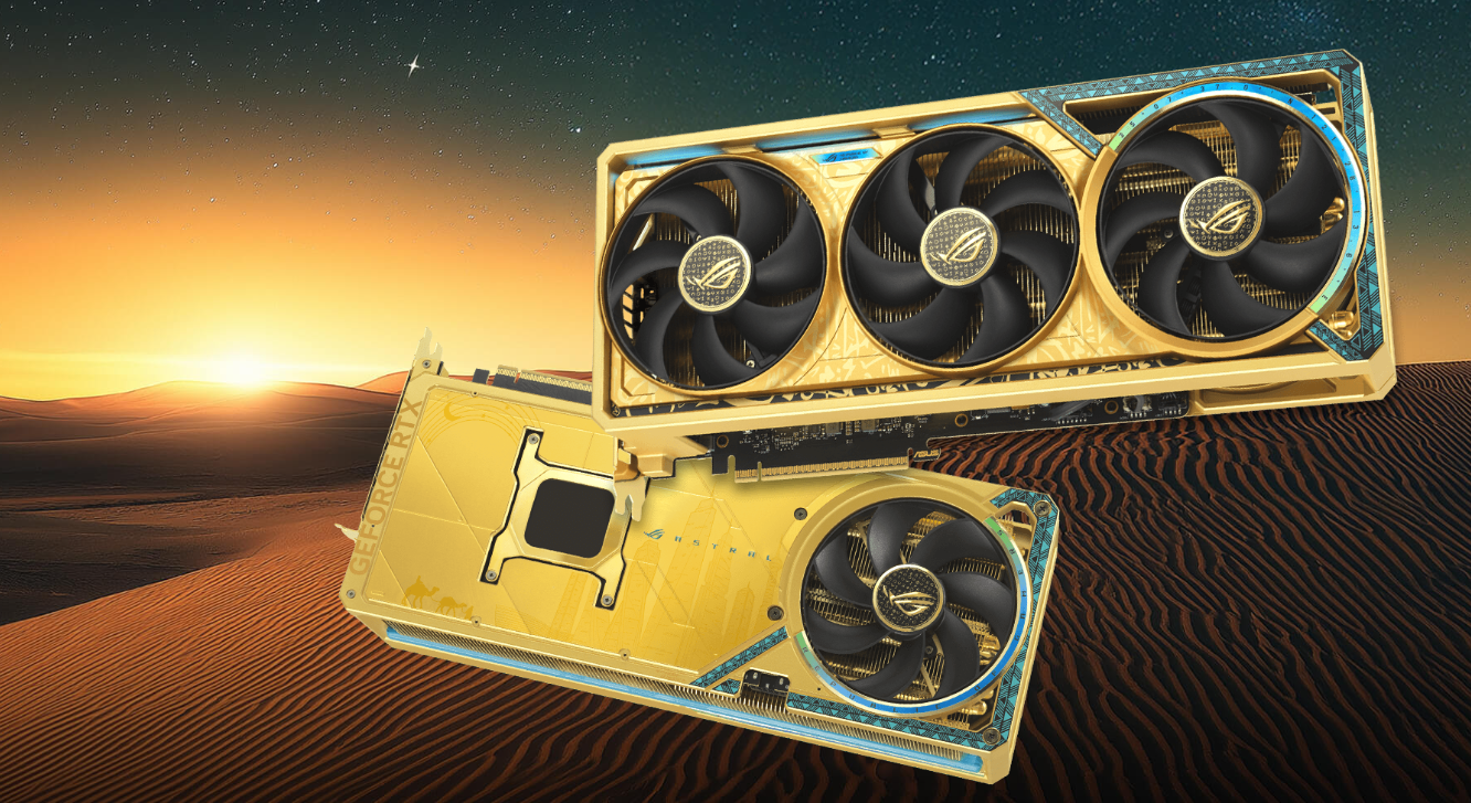 ASUS ROG Astral GeForce RTX 5090 Dhahab Edition graphics card with real gold accents