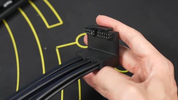 The RTX TITAN ADA prototype power adapter feeds six 8-pin cables into dual 12VHPWR, image credit: YouTube/der8auer.