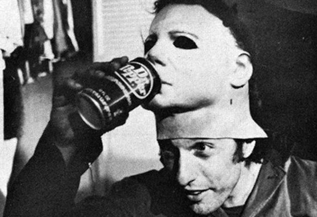 Nick Castle on set of the 1978 film, Halloween.