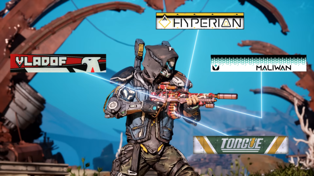 "We've introduced an all-new licensed parts system. This allows for behaviors and abilities from multiple manufacturers to spawn in a single weapon. This Vladof assault rifle features a Torgue mag, a Hyperion shield, and a Maliwan elemental switch. The hi