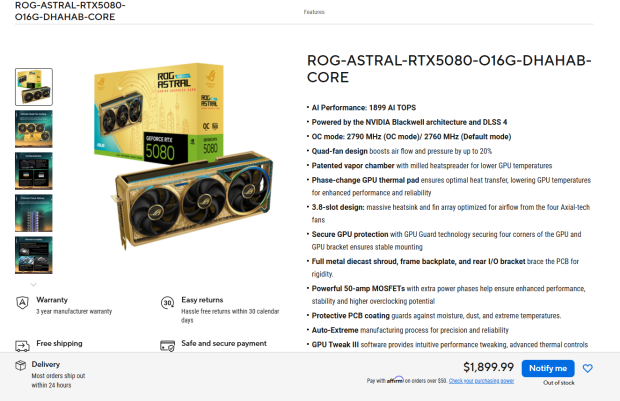 ASUS launches new golden RTX graphics card at RTX 5090 prices but not performance 561561