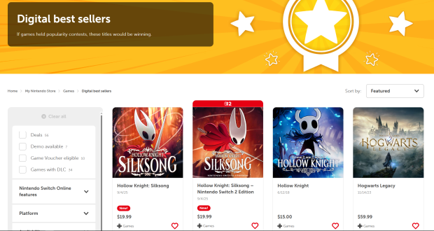 Hollow Knight Silksong takes over Nintendo Switch as the eShop's #1 best seller 1