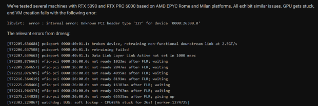 RTX 5090 and RTX PRO 6000 GPU have a new bug: need a full system reboot after virtualization 27
