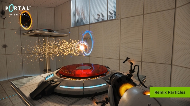 RTX Remix's new path-traced particle system, seen here in Portal RTX, image credit: NVIDIA.
