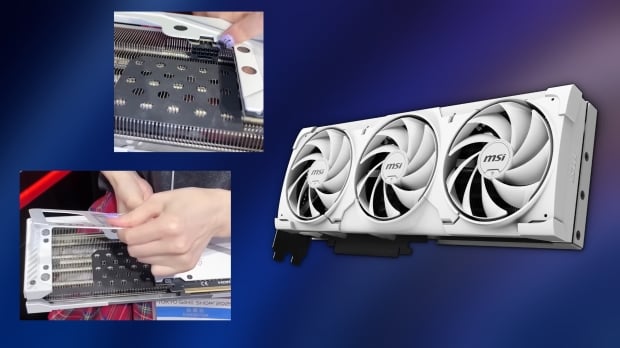 MSI showcased a new GeForce RTX 5070 Ti Ventus 3X design at TGS 2025 with a new hidden power connector design, image credit: YouTube/@harucan5492.