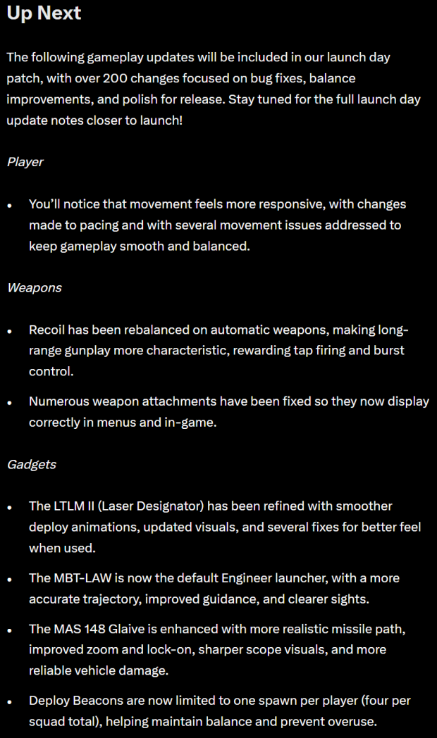 Battlefield 6 confirmed day one patch by EA, big changes outlined in patch notes 321123