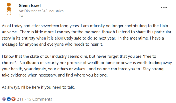 Halo art director leaves studio after 17 years, says he'll share why 'when it's safe' 312132