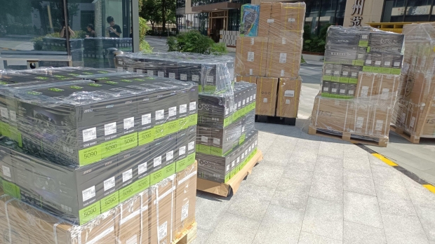 A massive amount of MSI-branded restricted GeForce RTX 5090 GPUs has been spotted in China, image credit: Reddit