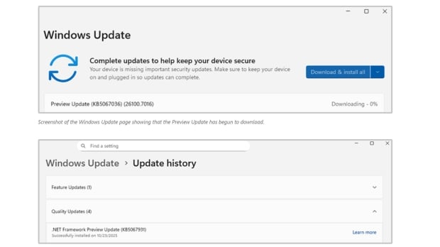 Examples of the new updates being applied in Windows 11 (Image Credit: Microsoft)