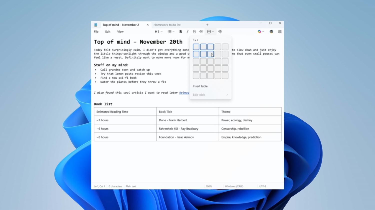 TweakTown Enlarged Image - Tables are coming to Notepad, image credit: Microsoft.