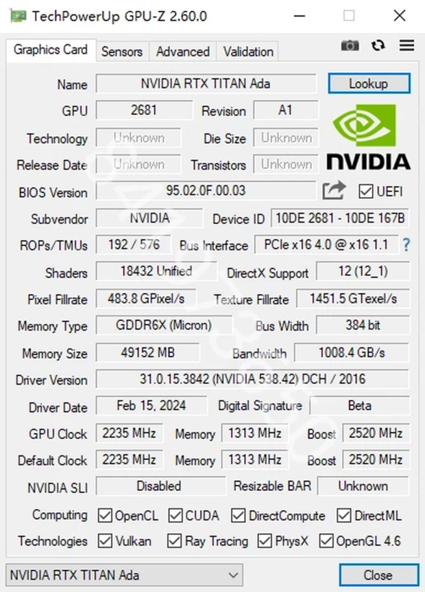 Another beefy NVIDIA TITAN Ada prototype GPU appears: 48GB GDDR6X, quad-slot, 900W power ready 28