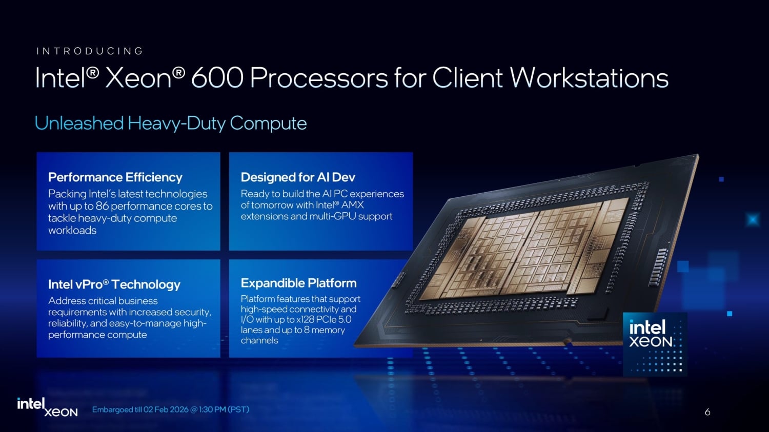 Intel Xeon 600 'Granite Rapids-WS' workstation CPU details: Xeon