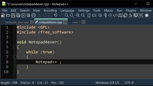 Notepad++ is a popular alternative to Notepad in Windows 11 now that Microsoft is beefing up the latter with all sorts of features (Image Credit: Notepad++)