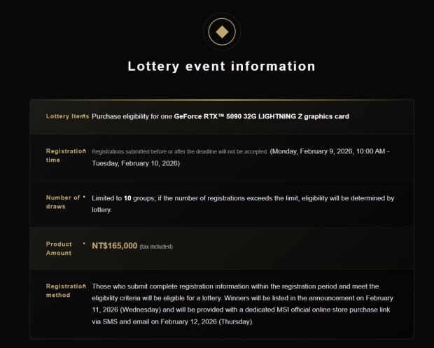 MSI Taiwan confirms RTX 5090 LIGHTNING Z costs $5200 with one-day lottery event to try buy it 108