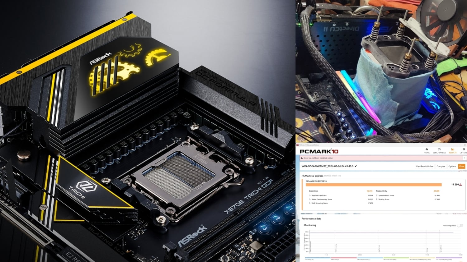 ASRock's X870E Taichi OCF motherboard and Ryzen 9 9950X3D set a