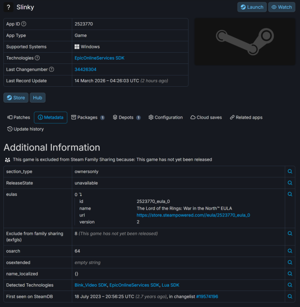Hidden Steam listing hints at The Lord of the Rings: War in the North re-releasing 63392