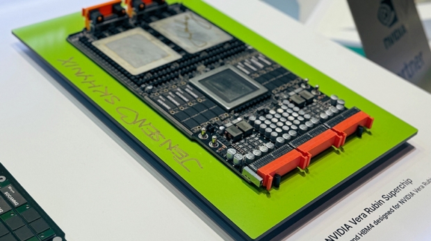 NVIDIA's new Vera Rubin with HBM displayed at the SK hynix booth at GTC 2026, image credit: SK Hynix.