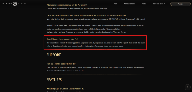 Pearl Abyss tells Intel Arc users to seek refunds as Crimson Desert officially does not support the GPUs 959
