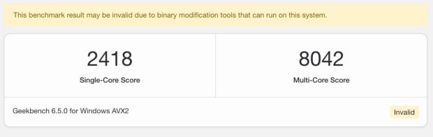 Intel's new iBOT utility triggers benchmark validity warnings for Core Ultra 200S Plus and 300 series CPUs in Geekbench 3