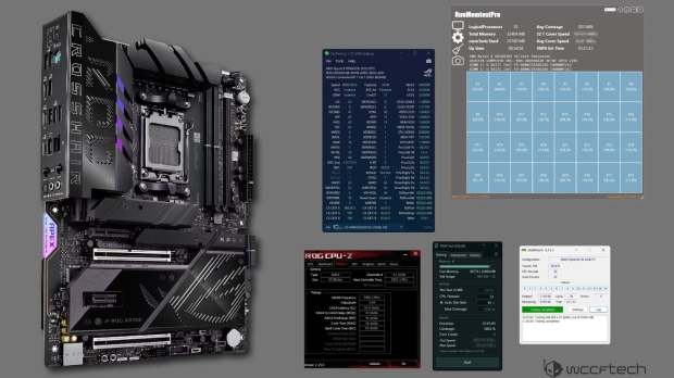 ROG X870E APEX motherboard hitting DDR5-8800 memory speeds with low-latency CL32 timings, image credit: Wccftech.