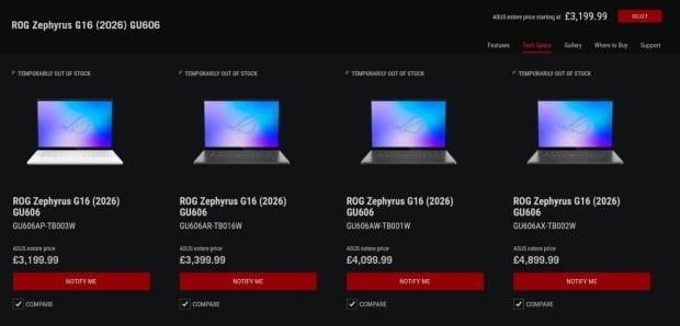 ASUS' Panther Lake ROG Zephyrus G14/G16 laptops set to debut with flagship prices over $5,000 2