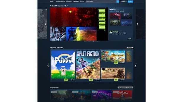 The new look Steam Store Home page, image credit: Valve.