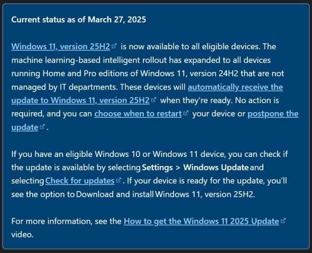 Microsoft is automatically updating Windows 11 24H2 to 25H2 using machine learning 634