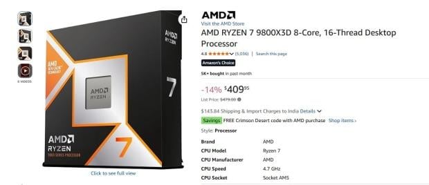 AMD's best gaming CPU is up for grabs for a record low of $409 on Amazon 2
