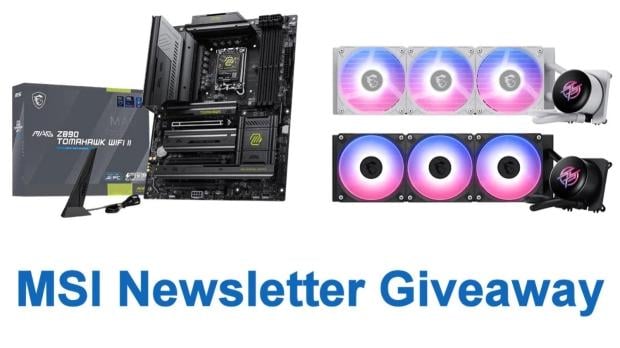 Newsletter Giveaway: Win an MSI MAG Z890 TOMAHAWK WIFI II Motherboard and MPG CORELIQUID P13 360 CPU Cooler
