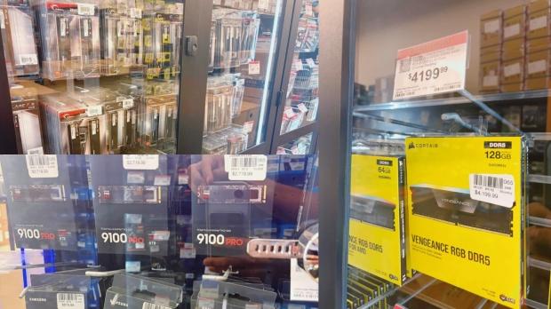 DDR5 memory and SSDs sit on retail shelves as 128GB memory kit prices hit $4,200