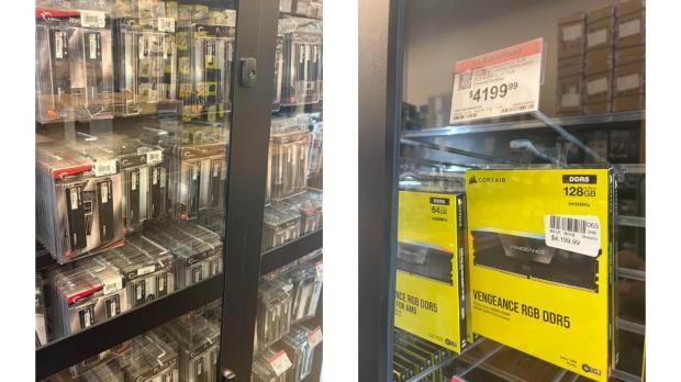 DDR5 memory at a MicroCenter retail outlet, image credit: Reddit/Hell-Diver 7
