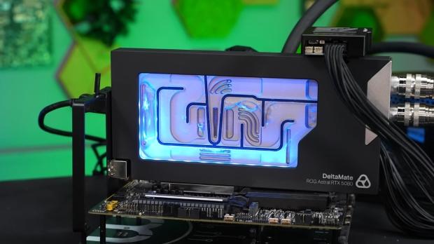 DeltaMate GPU Block for the ROG Astral RTX 5080, image credit: der8auer/YouTube.