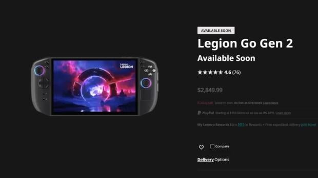 Lenovo Legion Go 2 with 32GB of memory and 2TB of internal storage is now $2,849.99 USD, image credit: Lenovo.