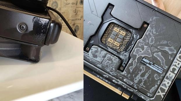 An AIO-coolant damaged ROG Astral GeForce RTX 5090, image credit: Reddit/Sufficient-Carry6256.