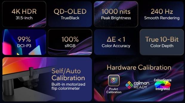 ASUS drops the ProArt PA32USD, a creator-focused 4K QD-OLED monitor with dual 12G-SDI that can also hit 240Hz 1