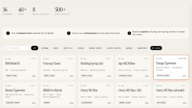 Choose from 36 mechanical keyboards (Image Credit: The Data Drop)