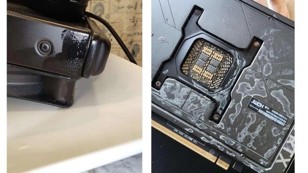 NZXT AIO leaking and damaged ROG Astral GeForce RTX 5090, image credit: Reddit/Sufficient-Carry6256.
