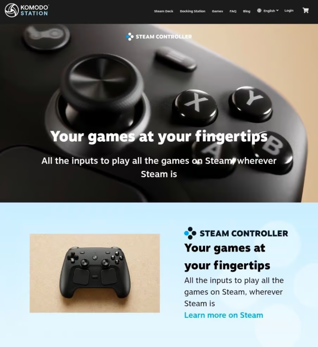 Steam Controller page goes live on official distributor Komodo Station 1