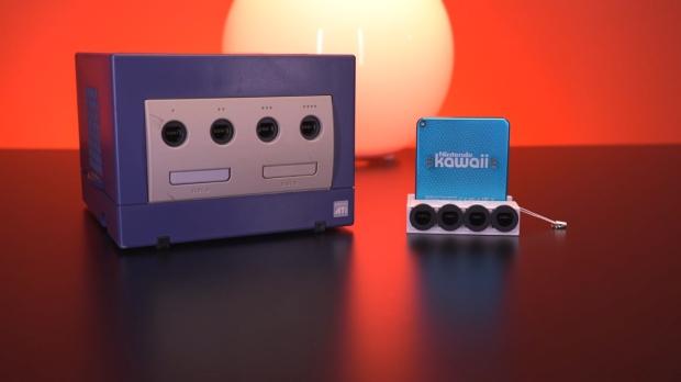 Nintendo GameCube shrunk down to the size of a keychain, includes actual hardware