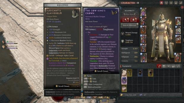 Diablo's new The Cow King's Helm item, image credit: xGarbett/X.