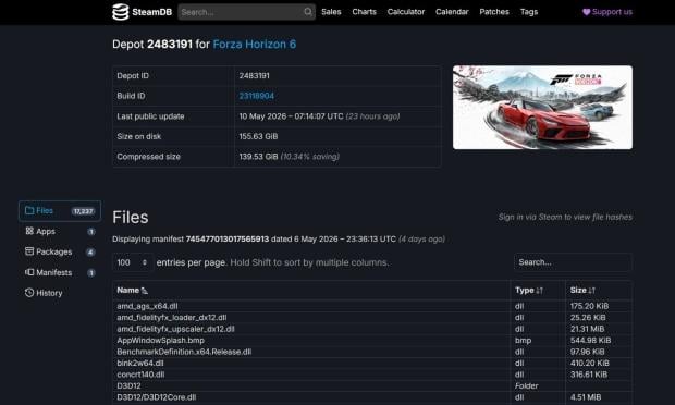 Forza Horizon 6 files reportedly leaked on Steam 10 days before release 1243