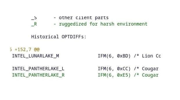 Intel Panther Lake R spotted in a Linux patch, intended for 'harsh environments' 8881
