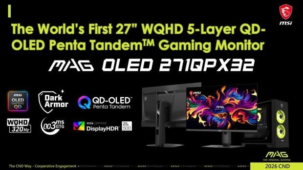 MSI showcases a world's first 27-inch gaming monitor with Penta Tandem tech at Computex 2026 1