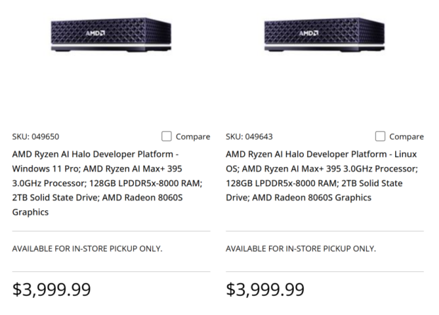 AMD's Ryzen AI Halo AI mini PC launches in the US with 128GB memory and a $3,999 price tag 1