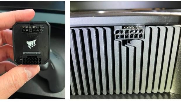 Corsair Power Bridge adapter for 12VHPWR GPU connections has reportedly overheated and ruined a GeForce RTX 4090 Founders Edition, image credit: Reddit/Dry-Relationship5158.