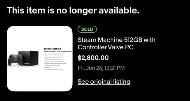 Scalpers are already selling the Steam Machine for over $3000 on eBay despite Valve's efforts 2