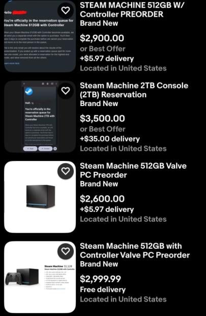 Scalpers are already selling the Steam Machine for over $3000 on eBay despite Valve's efforts 4