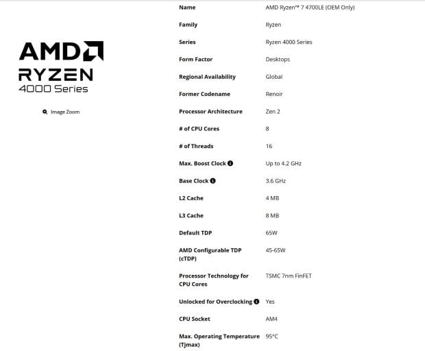 Mysterious AMD Ryzen 7 4700LE 'Zen 2' desktop CPU appears in a new prebuilt PC paired with an RTX 3050 6