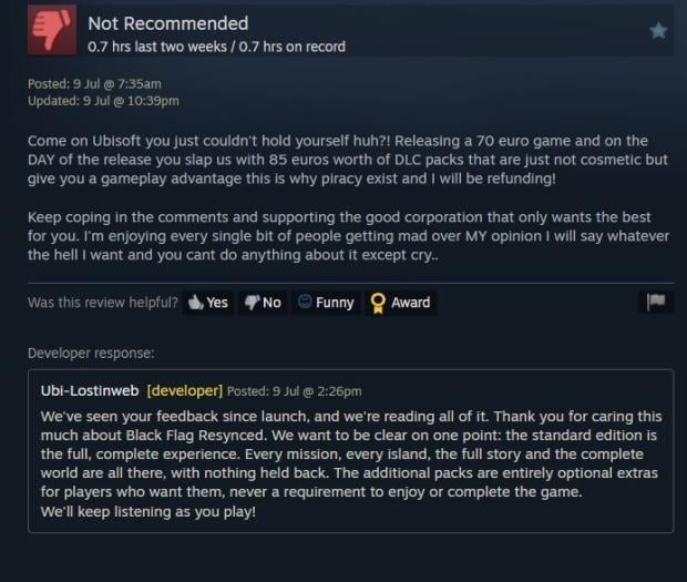 Ubisoft responds to Black Flag Resynced DLC critics by telling them they're 'not a requirement' 5